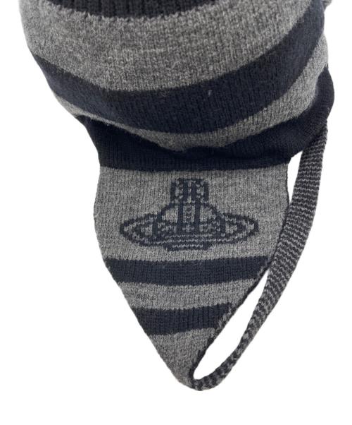 Vivienne Westwood（ヴィヴィアンウエストウッド）Vivienne Westwood (ヴィヴィアンウエストウッド) ORB KNIT FLAP WATCH CAP/ オーブ ニットフラップウォッチキャップ ブラックの古着・服飾アイテム