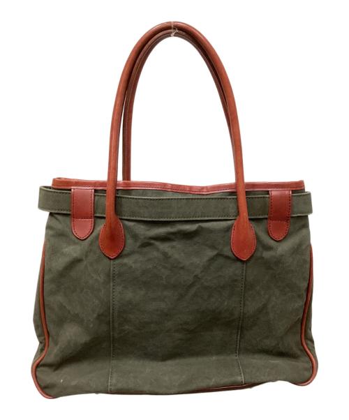 日乃本帆布（ヒノモトハンプ）日乃本帆布 (ヒノモトハンプ) レザーハンドルキャンバストートバッグ オリーブの古着・服飾アイテム