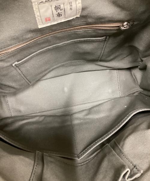 日乃本帆布（ヒノモトハンプ）日乃本帆布 (ヒノモトハンプ) レザーハンドルキャンバストートバッグ オリーブの古着・服飾アイテム