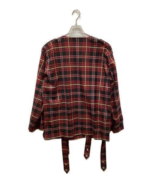 TACASI（タキャシ）TACASI (タキャシ) タータンチェックボンテージライダースジャケット レッド サイズ:40の古着・服飾アイテム