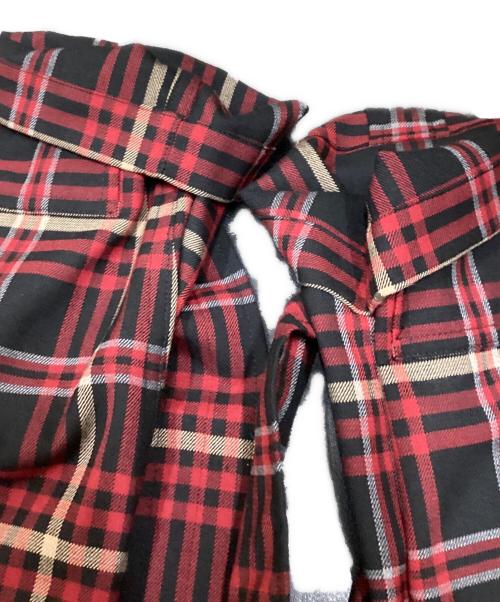 TACASI（タキャシ）TACASI (タキャシ) タータンチェックボンテージライダースジャケット レッド サイズ:40の古着・服飾アイテム