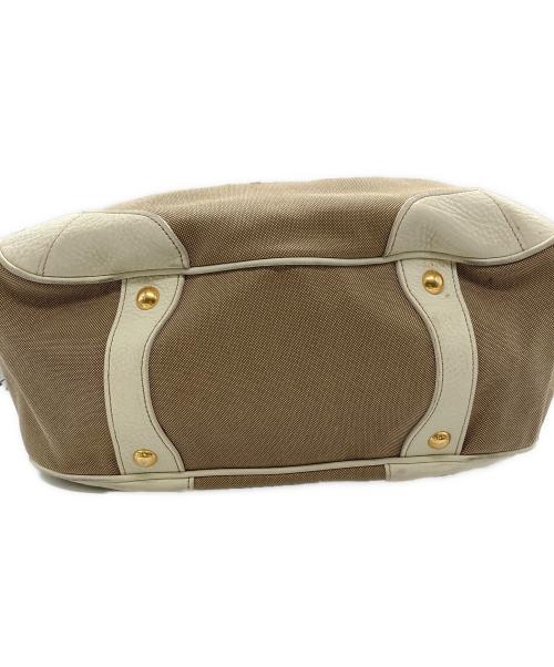 PRADA（プラダ）PRADA (プラダ) ロゴジャガードレザー切替バッグ ベージュの古着・服飾アイテム