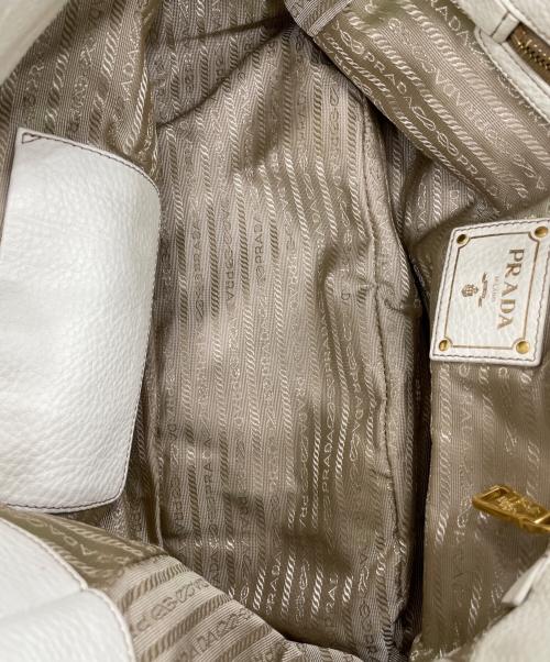 PRADA（プラダ）PRADA (プラダ) ロゴジャガードレザー切替バッグ ベージュの古着・服飾アイテム