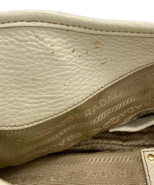 PRADA（プラダ）PRADA (プラダ) ロゴジャガードレザー切替バッグ ベージュの古着・服飾アイテム