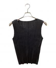PLEATS PLEASE（プリーツプリーズ）の古着「ノースリーブカットソー」｜ブラック