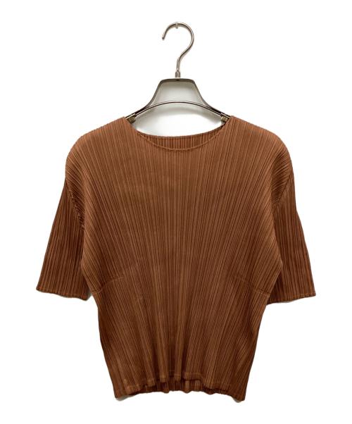 PLEATS PLEASE（プリーツプリーズ）PLEATS PLEASE (プリーツプリーズ) 半袖プリーツカットソー ベージュ サイズ:3の古着・服飾アイテム