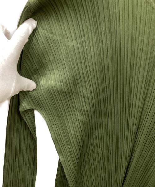 PLEATS PLEASE（プリーツプリーズ）PLEATS PLEASE (プリーツプリーズ) トッパープリーツロングカーディガン グリーン サイズ:3の古着・服飾アイテム