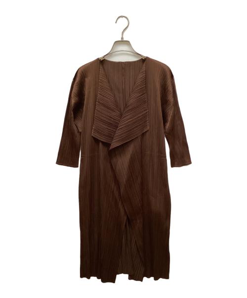 PLEATS PLEASE（プリーツプリーズ）PLEATS PLEASE (プリーツプリーズ) ベルテッドプリーツカーディガン ブラウン サイズ:3の古着・服飾アイテム