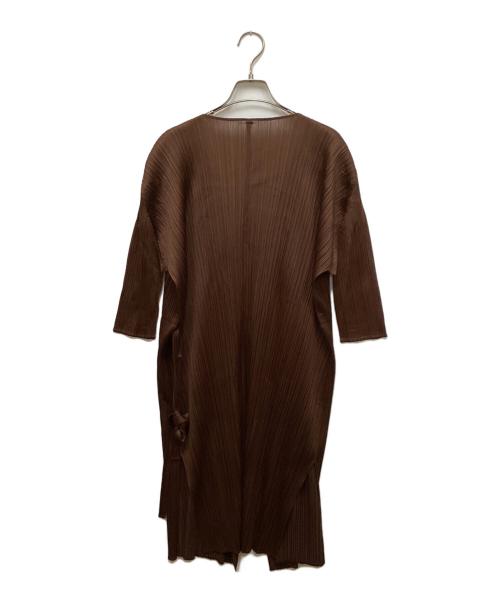 PLEATS PLEASE（プリーツプリーズ）PLEATS PLEASE (プリーツプリーズ) ベルテッドプリーツカーディガン ブラウン サイズ:3の古着・服飾アイテム