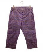 COMME des GARCONS HOMMEコムデギャルソン オム）の古着「AD2000チェック柄プリントナイロントラウザーズ」｜パープル