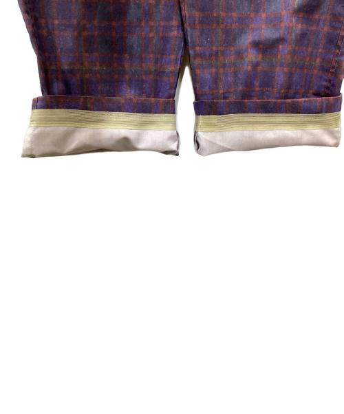 COMME des GARCONS HOMME（コムデギャルソン オム）COMME des GARCONS HOMME (コムデギャルソン オム) AD2000チェック柄プリントナイロントラウザーズ パープル サイズ:Mの古着・服飾アイテム