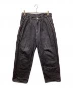 Graphpaperグラフペーパー）の古着「COLORFAST DENIM TWO TUCK PANTS/カラーファストデニムツータックパンツ」｜ネイビー
