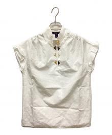 LOUIS VUITTON（ルイ ヴィトン）の古着「モノグラムノースリーブハイネックブラウス」｜ホワイト