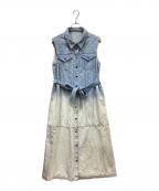 GRACE CONTINENTAL（グレースコンチネンタル）の古着「ジャガードデニムノースリーブワンピース」｜インディゴ