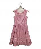 Reneルネ）の古着「パール付ストライプワンピース」｜ピンク