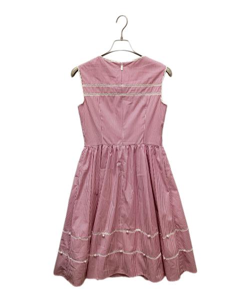 Rene（ルネ）Rene (ルネ) パール付ストライプワンピース ピンク サイズ:36の古着・服飾アイテム