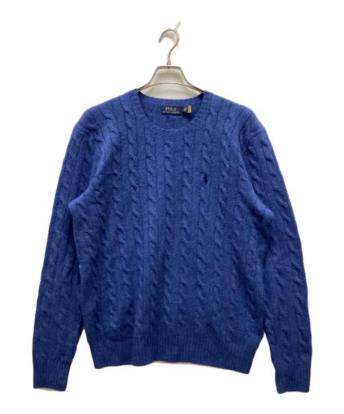 POLO RALPH LAUREN（ポロ・ラルフローレン）POLO RALPH LAUREN (ポロ・ラルフローレン) カシミヤブレンドケーブルニット ブルー サイズ:Lの古着・服飾アイテム