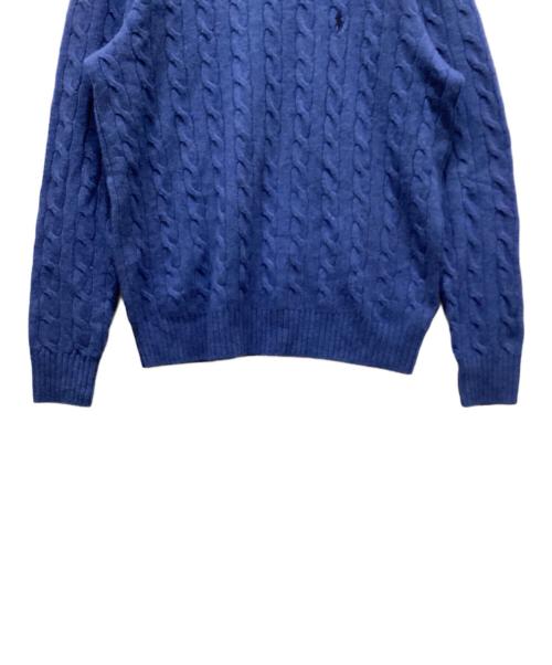 POLO RALPH LAUREN（ポロ・ラルフローレン）POLO RALPH LAUREN (ポロ・ラルフローレン) カシミヤブレンドケーブルニット ブルー サイズ:Lの古着・服飾アイテム
