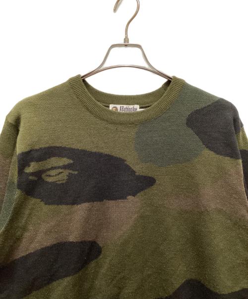 A BATHING APE（ア ベイシング エイプ）A BATHING APE (ア ベイシング エイプ) GIANT 1ST CAMO WIDE FIT KNIT オリーブ サイズ:XLの古着・服飾アイテム