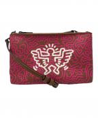 COACH×Keith Haringコーチ×キースヘリング）の古着「ショルダーバッグ」｜ピンク×ベージュ