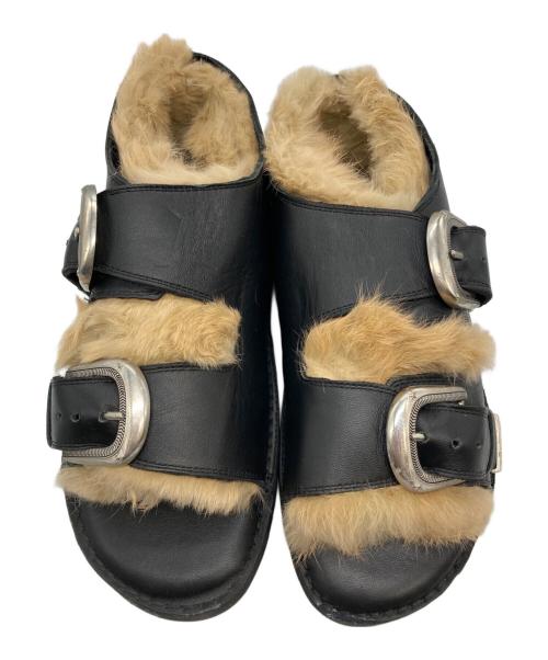 Caminando（カミナンド）Caminando (カミナンド) ファーサンダル ブラック サイズ:10の古着・服飾アイテム