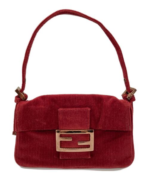 FENDI（フェンディ）FENDI (フェンディ) コーデュロイマンマバケット ハンドバッグ レッドの古着・服飾アイテム