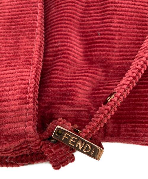 FENDI（フェンディ）FENDI (フェンディ) コーデュロイマンマバケット ハンドバッグ レッドの古着・服飾アイテム
