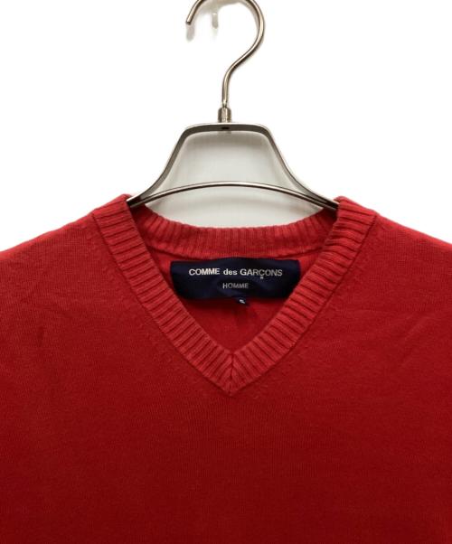 COMME des GARCONS HOMME（コムデギャルソン オム）COMME des GARCONS HOMME (コムデギャルソン オム) Vネックニット レッド サイズ:Sの古着・服飾アイテム