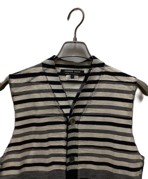 COMME des GARCONS HOMME DEUX（コムデギャルソン オム ドゥ）COMME des GARCONS HOMME DEUX (コムデギャルソン オム ドゥ) ペンキ加工ボーダージレベスト ネイビー×ホワイト サイズ:Sの古着・服飾アイテム
