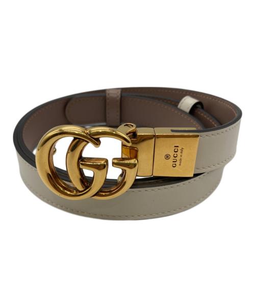 GUCCI（グッチ）GUCCI (グッチ) リバーシブルスリムベルト ホワイト×ベージュ サイズ:75-30の古着・服飾アイテム