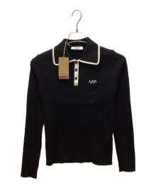A.P.C. GOLF（アーペーセーゴルフ）の古着「ニットポロシャツ」｜ブラック