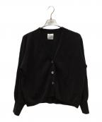 SALON adam et rope'サロンアダムエロペ）の古着「リブVネックカーディガン クリーミーコットン」｜ブラック