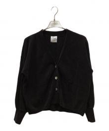 SALON adam et rope'（サロンアダムエロペ）の古着「リブVネックカーディガン クリーミーコットン」｜ブラック