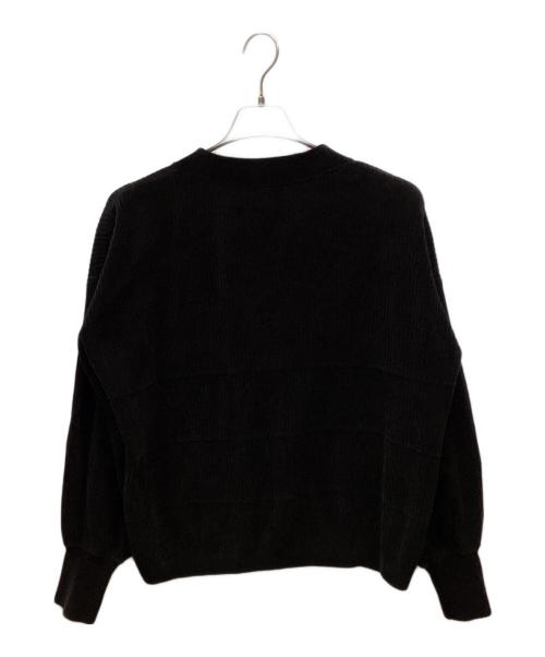 SALON adam et rope'（サロンアダムエロペ）SALON adam et rope' (サロンアダムエロペ) リブVネックカーディガン クリーミーコットン ブラック サイズ:FREEの古着・服飾アイテム