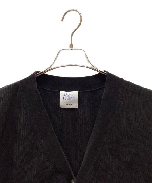 SALON adam et rope'（サロンアダムエロペ）SALON adam et rope' (サロンアダムエロペ) リブVネックカーディガン クリーミーコットン ブラック サイズ:FREEの古着・服飾アイテム