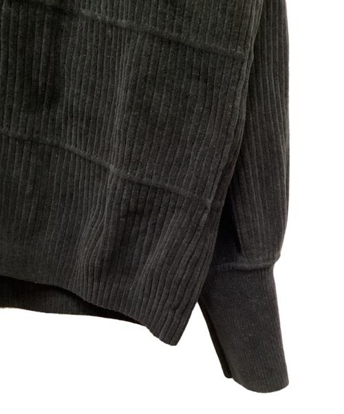 SALON adam et rope'（サロンアダムエロペ）SALON adam et rope' (サロンアダムエロペ) リブVネックカーディガン クリーミーコットン ブラック サイズ:FREEの古着・服飾アイテム