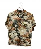 Sun Surfサンサーフ）の古着「DRAGON ＆ Mt FUJIアロハシャツ」｜ベージュ