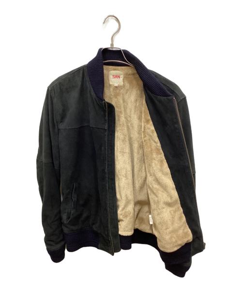 san francisco（サン フランシスコ）san francisco (サン フランシスコ) ゴートレザーMA-1スウェードジャケット ブラック サイズ:表記無しの古着・服飾アイテム