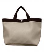 Herve Chapelierエルベシャプリエ）の古着「コーテッドキャンバススクエアトートB5サイズ(M)」｜マスティック×モカ