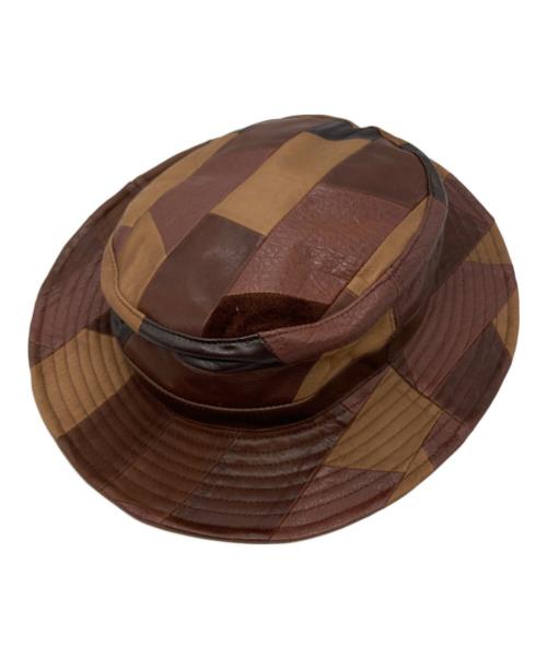 kijima takayuki（キジマタカユキ）kijima takayuki (キジマタカユキ) レザーパッチワークハット ブラウン サイズ:3の古着・服飾アイテム