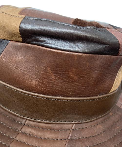 kijima takayuki（キジマタカユキ）kijima takayuki (キジマタカユキ) レザーパッチワークハット ブラウン サイズ:3の古着・服飾アイテム