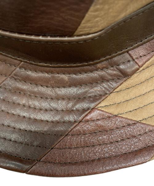 kijima takayuki（キジマタカユキ）kijima takayuki (キジマタカユキ) レザーパッチワークハット ブラウン サイズ:3の古着・服飾アイテム