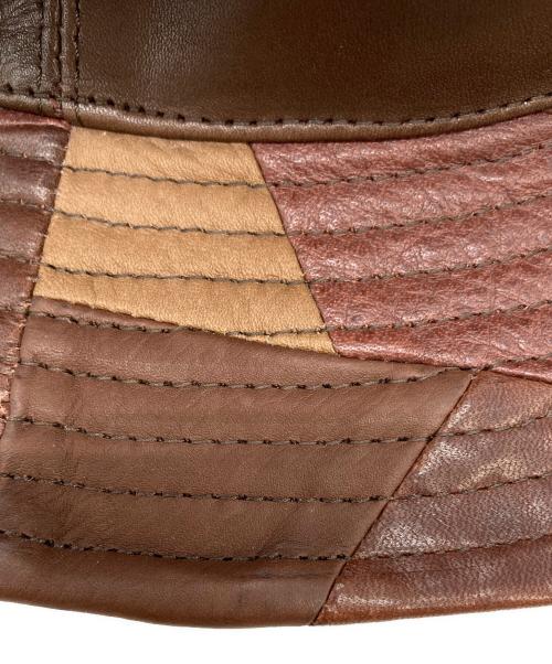 kijima takayuki（キジマタカユキ）kijima takayuki (キジマタカユキ) レザーパッチワークハット ブラウン サイズ:3の古着・服飾アイテム