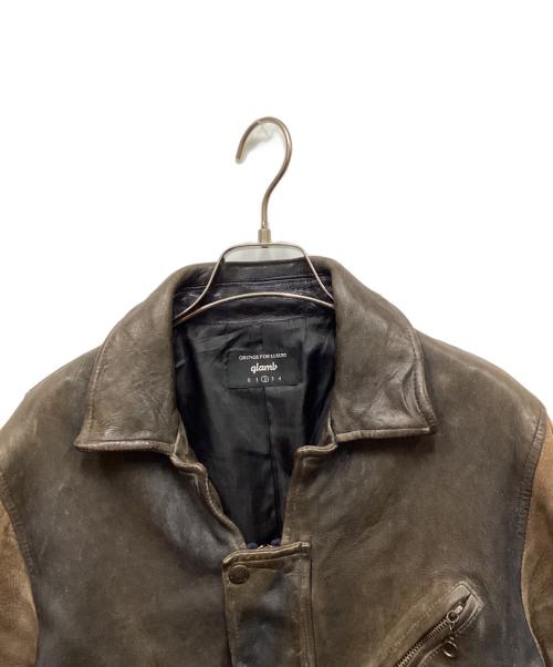 glamb（グラム）glamb (グラム) Durden leather JKT ブラウン サイズ:2の古着・服飾アイテム