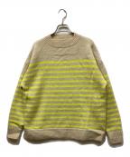 maillotマイヨ）の古着「パネルボーダーニット」｜イエロー×ベージュ