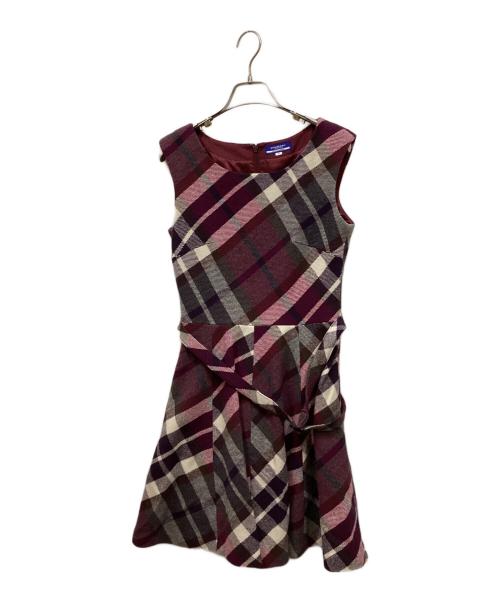 BURBERRY BLUE LABEL（バーバリー ブルー レーベル）BURBERRY BLUE LABEL (バーバリーロンドンブルーレーベル) ノースリーブチェックワンピース パープル サイズ:36の古着・服飾アイテム