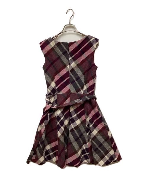 BURBERRY BLUE LABEL（バーバリー ブルー レーベル）BURBERRY BLUE LABEL (バーバリーロンドンブルーレーベル) ノースリーブチェックワンピース パープル サイズ:36の古着・服飾アイテム
