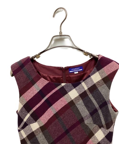 BURBERRY BLUE LABEL（バーバリー ブルー レーベル）BURBERRY BLUE LABEL (バーバリーロンドンブルーレーベル) ノースリーブチェックワンピース パープル サイズ:36の古着・服飾アイテム