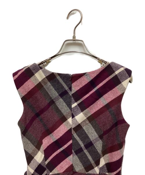 BURBERRY BLUE LABEL（バーバリー ブルー レーベル）BURBERRY BLUE LABEL (バーバリーロンドンブルーレーベル) ノースリーブチェックワンピース パープル サイズ:36の古着・服飾アイテム