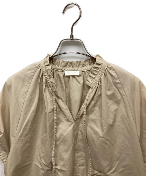 BALLSEY（ボールジィ）BALLSEY (ボールジィ) プロセスドコットン ネックフリルブラウス ベージュ サイズ:36の古着・服飾アイテム